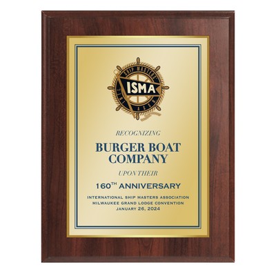 7" x 9" Cherry Finish Plaque w/ Full Color Sublimated Imprint and Back Plate