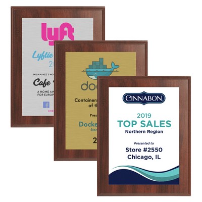 10.5" x 13" Cherry Finish Plaque w/ Full Color Sublimated Imprint